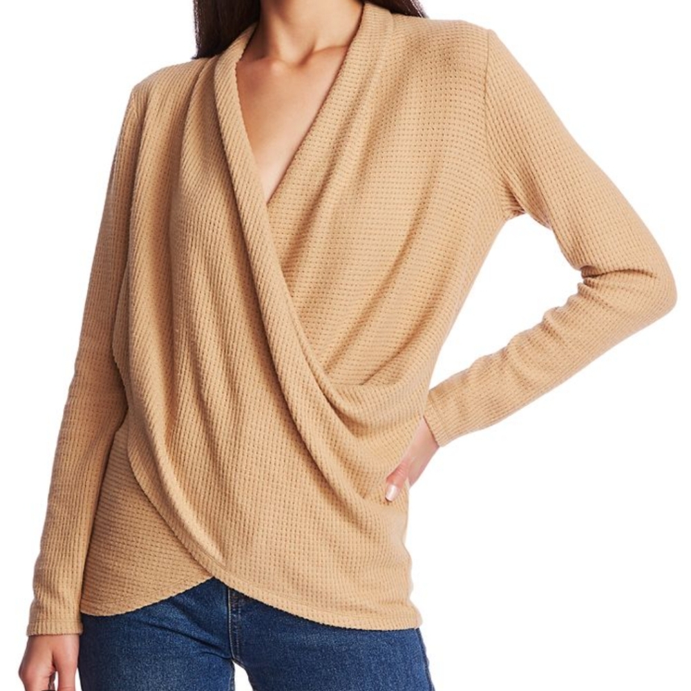 1.State waffle knit drape front top